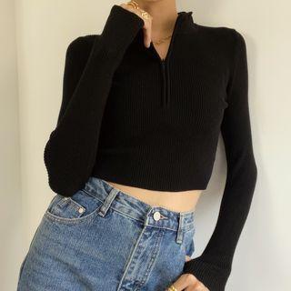 Half-zip Cropped Cardigan