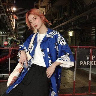 Couple Matching Elbow-sleeve Printed Shirt As Shown In Figure - One Size