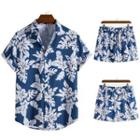 Set: Short-sleeve Floral Hawaiian Shirt + Shorts
