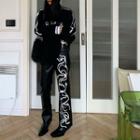 Print Faux Leather Straight Leg Pants