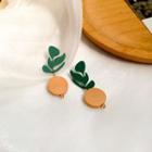 Disc Drop Earring 1 Pair - Green - One Size