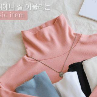 High-neck Shirred Top