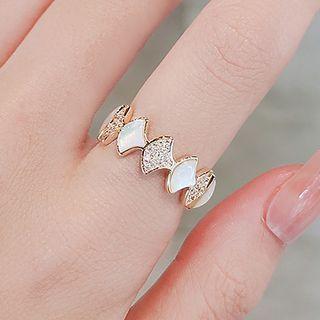 Shell Rhinestone Alloy Open Ring Ly2643 - Ring - White & Gold - One Size