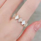 Shell Rhinestone Alloy Open Ring Ly2643 - Ring - White & Gold - One Size