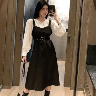 Blouse / Belted Midi Jumper Dress