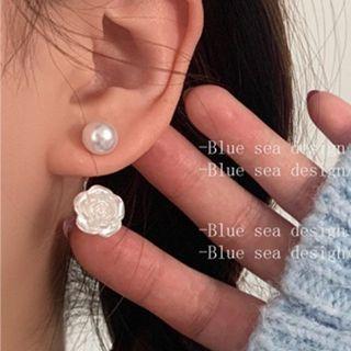 Rose Flower Stud Earring 1 Pair - Sliver - One Size