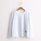 Stripe Embroidered Long-sleeve T-shirt