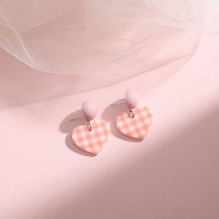 Sterling Silver Beaded Heart Drop Earrings