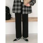Brushed Fleece-lined Wide-leg Sweatpants Black - One Size