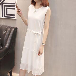 Sleeveless Knit Panel A-line Dress