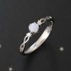 925 Sterling Silver Rhinestone Open Ring 1 Pc - White - One Size