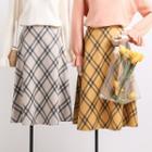 High-waist Faux-suede Argyle A-line Skirt