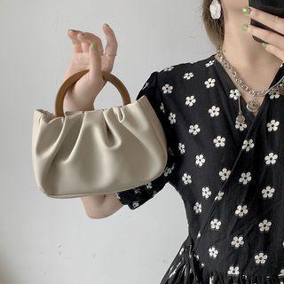 Frilled Faux Leather Hand Bag
