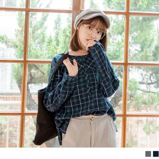 Plaid Long Sleeve Buttoned Top