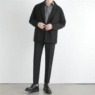 Set: Single-breasted Blazer + Shirt + Cropped Dress Pants