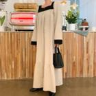 Square-neck Contrast-trim Maxi Dress