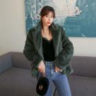 Notched-collar Faux-fur Jacket