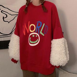 Printed Puff-sleeve Oversize Pullover