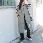 One-button Long Padded Vest