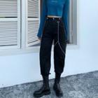 Long Sleeve Letter Print Cropped T-shirt / Jogger Pants
