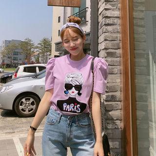 Paris Unnie Spangle Puff-shoulder T-shirt