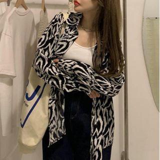 Chiffon Pattern Print Long-sleeve Shirt