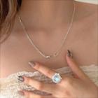 Geometric Pendant Layered Sterling Silver Necklace Silver - One Size