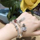 Faux Crystal Alloy Bracelet Sl0619 - Silver - One Size