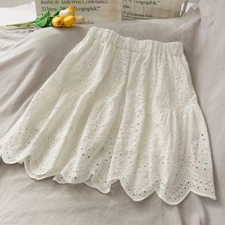 Eyelet High-waist Mini Skirt