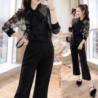 Set: Printed Shirt + Cropped Jumper Pants