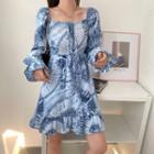 Tie Dye Long-sleeve A-line Dress