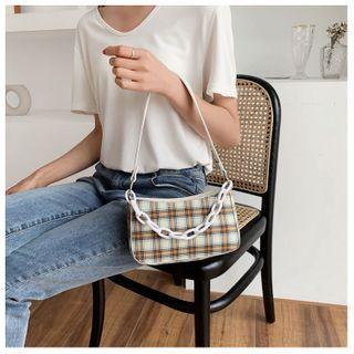 Chain Plaid Zip Handbag