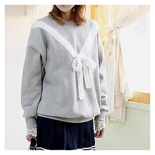 Round-neck Ribbon-detail Top