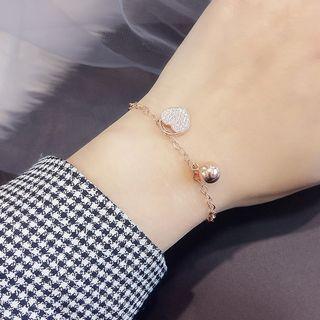 Rhinestone Heart-shaped Lock Bracelet Love Heart - One Size