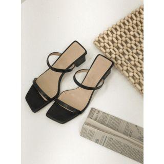 Double-strap Block-heel Slide Sandals