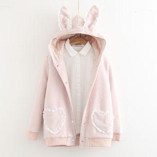 Rabbit Ear-hood Snap-button Jacket
