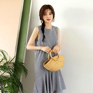 Sleeveless Dip-back Gingham Dress