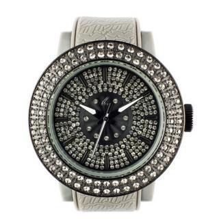 Diamond Lens Glass Gray Strap Watch