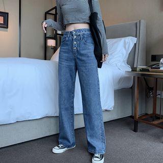 Dual-waist Wide-leg Jeans