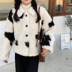 Pattern Printed Shearling Coat As Shown In Figure - One Size