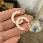 Acrylic Open Hoop Earring 1 Pair - S925 Silver - White - One Size
