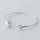 925 Sterling Silver Freshwater Pearl Open Bangle