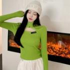 Applique Ribbed Knit Sweater