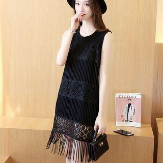 Fringed Crochet Tank Dress