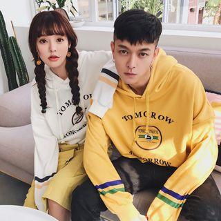 Couple Matching Lettering Hooded Pullover