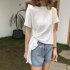 Irregular Short-sleeve Slim-fit Top