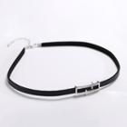 925 Sterling Silver Cross Leather Choker 925 Sterling Silver - 1 Piece - Black Rope - One Size