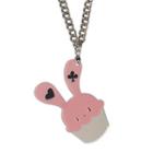 Sweet Pink Bunny Cupcake Of Heart Silver Necklace