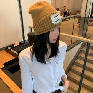 Label Applique Knit Beanie