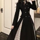 Double-breasted Lace Pane A-line Coat